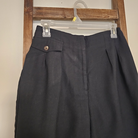 Topshop High-waisted Pleated Washed Black Women's Bermudas - Picture 2 of 7